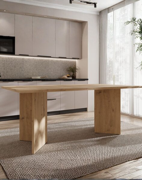 Masă de dining extensibilă Form, stejar artizanal