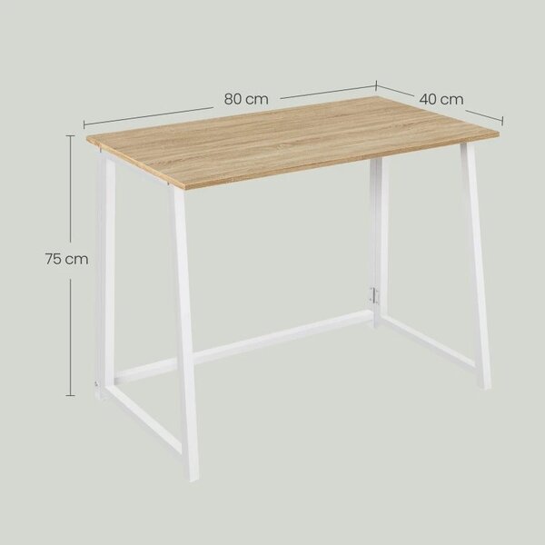 Set do pracovny ZARIMO stůl 80x40 cm, bílá/dub sonoma + křeslo AVOLA VELVET, hořčicové