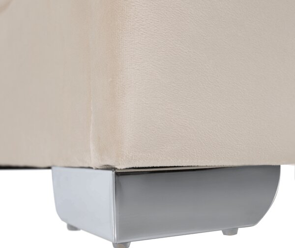 KONDELA Pat cu somieră şi iluminare LED, 160x200, ţesătură Velvet bej, ALTESA