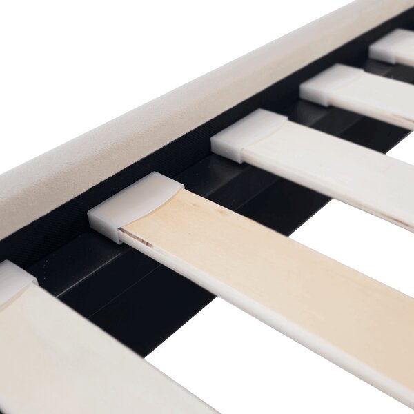 KONDELA Pat cu somieră şi iluminare LED, 160x200, ţesătură Velvet bej, ALTESA