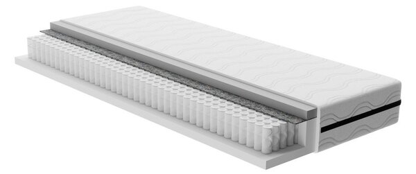 Pat taupe tapițat cu spațiu de depozitare cu saltea 90x200 cm Avela – Bonami Selection