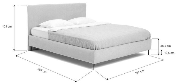Pat matrimonial galben muștar tapițat cu somieră 160x200 cm Noira Slim – Bonami Selection