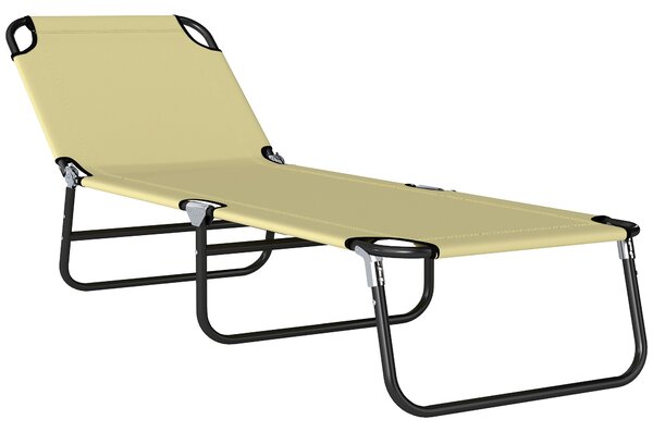 Outsunny Sezlong Pliabil pentru Gradina cu Spatar Ajustabil 5 Pozitii din Otel si Tesatura Oxford 188x56x28 cm Bej | Aosom Romania