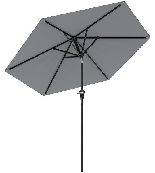 Outsunny Umbrelă Inclinabilă pentru Grădină și Terasă 2.3x2m cu Deschidere Ușoară prin Manivelă, Structură Metalică și 6 Stinghii, Gri | Aosom Romania