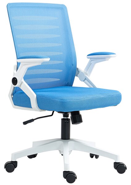 Vinsetto Scaun Ergonomic Reglabil pe Înălțime cu Cotiere de Ridicare, Scaun de Birou Pivotant din Poliester, 54x54x89-99 cm, Albastru | Aosom Romania