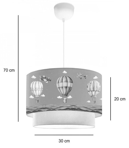 Lampa de tavan pentru copii Balon nuante de verde-crem, D30x20 cm