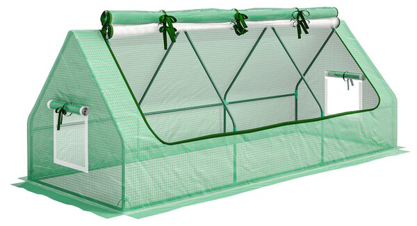 Outsunny Seră de Grădină cu 2 Ferestre Laterale și Fereastră Centrală Rulantă, din Oțel, PE și PP, 240x90x90 cm, Verde | Aosom Romania