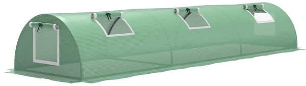 Outsunny Seră de Grădină Tunel cu 5 Ferestre Rulante din Oțel, PE și PP, 300x80x45 cm, Verde | Aosom Romania