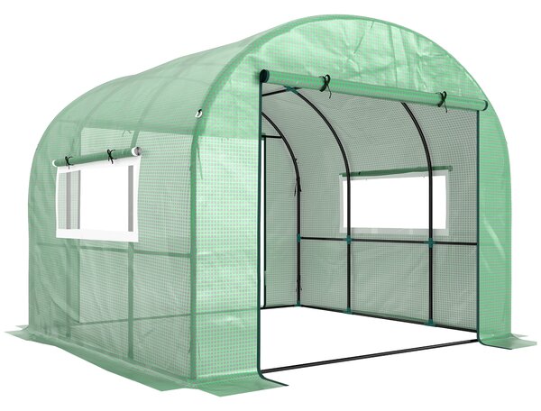 Outsunny Seră Tip Tunel 300 x 300cm Walk-In - Verde | Aosom Romania