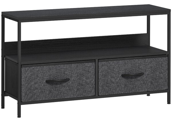 HOMCOM Mobilier pentru Televizor de 47" cu Sertare Pliabile din Material Textil și Raft, 98x29x56 cm, Lemn Natural | Aosom Romania