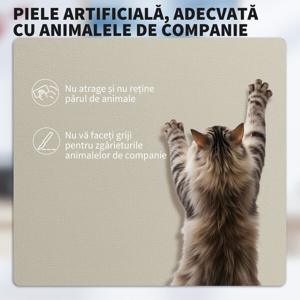 HOMCOM Scaun de birou reclinabil din piele ecologică, cu suport pentru picioare și roți, 65x67x111-119 cm, bej | Aosom Romania