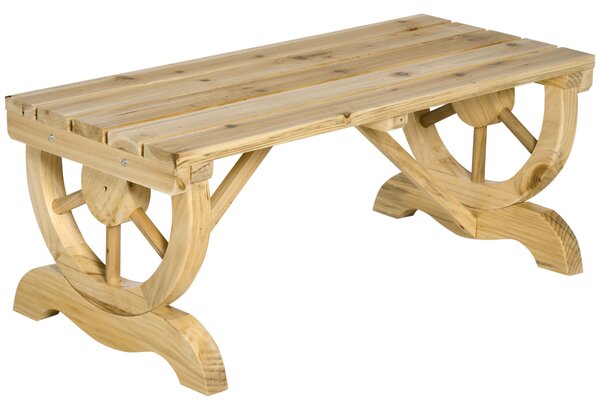 Outsunny Bancă de Grădină cu 2 Locuri, Design cu Roți, Bancă de Exterior din Lemn de Brad, pentru Terasă, Patio și Curte, 98x50x39,5 cm, Aspect Lemn Natural | Aosom Romania