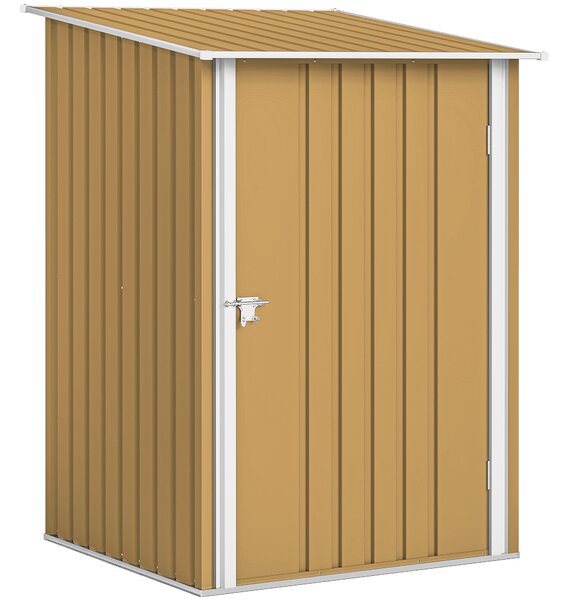 Outsunny Căsuță de Grădină 0.92m² din Oțel Galvanizat, Depozit pentru Unelte cu Ușă Blocabilă, Acoperiș Înclinat, 100x104x160 cm, Galben | Aosom Romania