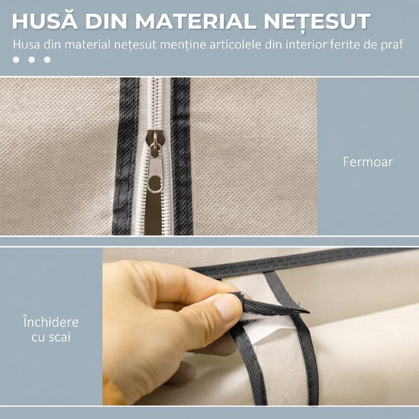 HOMCOM Dulap Textil cu 8 Rafturi și 2 Bare, Economisitor de Spațiu pentru Dormitor, 125x43x162,5 cm, Gri Deschis | Aosom Romania