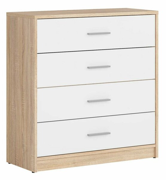 Comodă Novsore 101, Alb, Stejar Sonoma, PAL laminat, 84x80x34cm, 30.85 kg