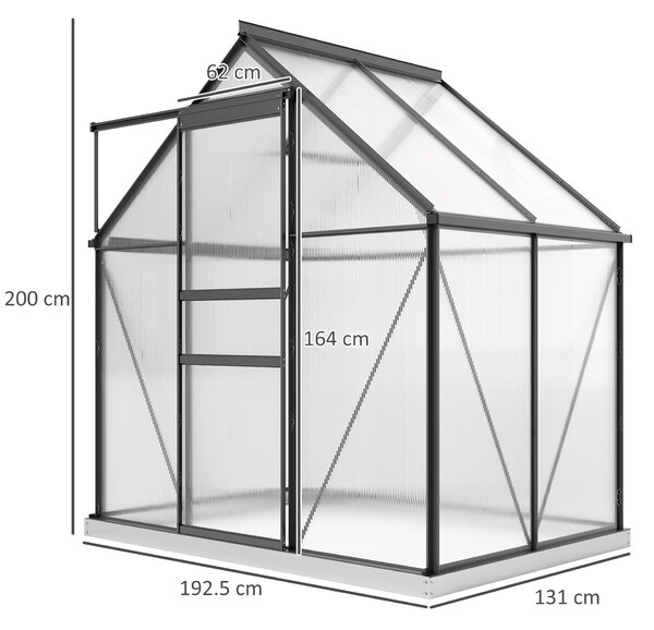 Outsunny Seră Walk-In din Policarbonat 192.5 x 131 cm | Aosom Romania