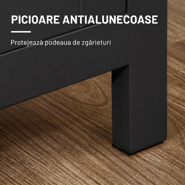 HOMCOM Dulap cu 2 Compartimente și 2 Rafturi Reglabile pe 3 Nivele, 120 x 40 x 70 cm, Negru și Lemn | Aosom Romania