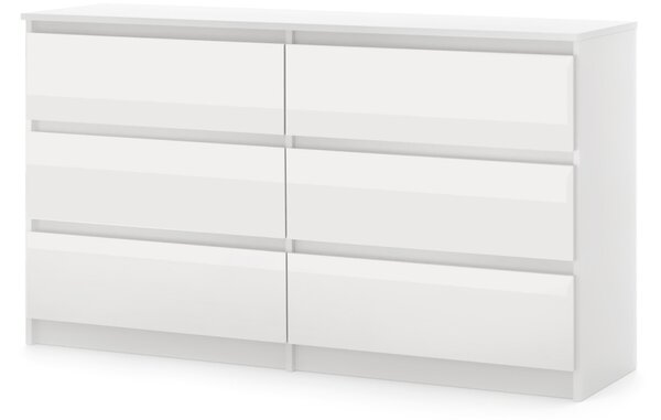 SIMPLE Komoda 120 6S biały/biały połysk