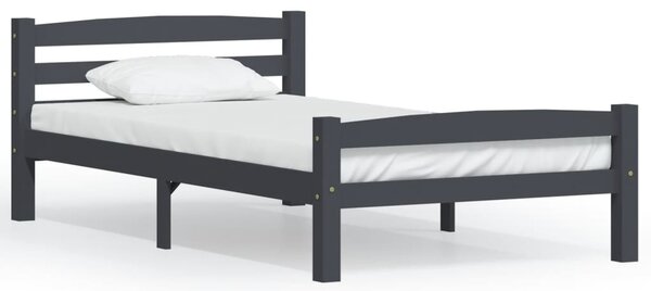 Cadru de pat, gri închis, 90x200 cm, lemn masiv de pin