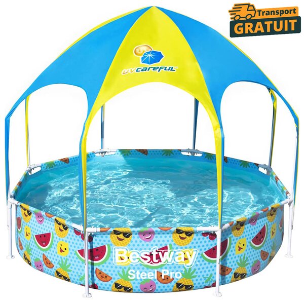 Piscina pentru copii cu parasolar protectie UV 1688 litri Bestway 244x51 cm