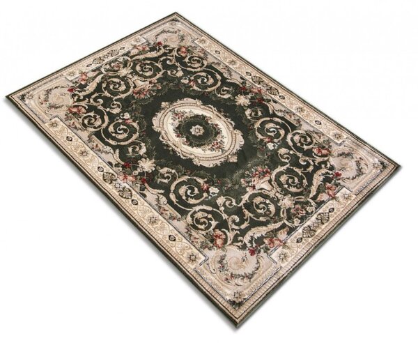Covor Clasic Sufragerie Dormitor, Model Lotos 15002 310, Crem Verde 100x300
