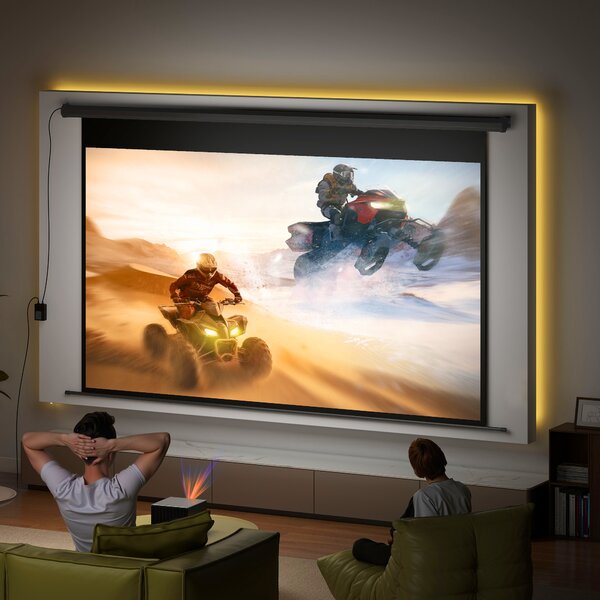 HOMCOM Ecran de proiecție motorizat 120 inch, 16:9 4K HD, montaj pe perete sau tavan cu telecomandă, 297x8x183cm | Aosom Romania