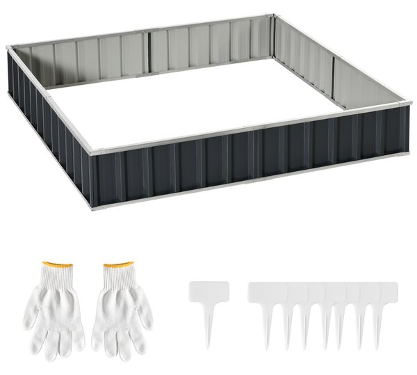 Outsunny Pat Modular Suprainălțat pentru Legume, Structură din Oțel Zincat, Ideal pentru Plante și Ierburi, 258x90x30 cm, Gri Inchis | Aosom Romania