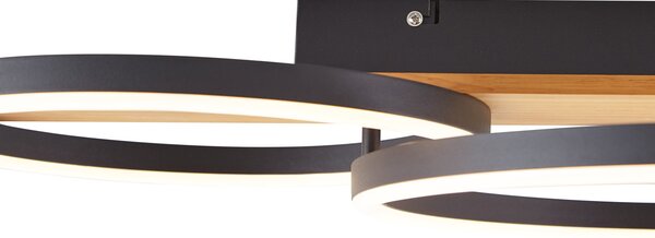 Plafonieră de design neagră rotundă cu LED inclus, cu 3 trepte de intensitate luminoasă - Nimue
