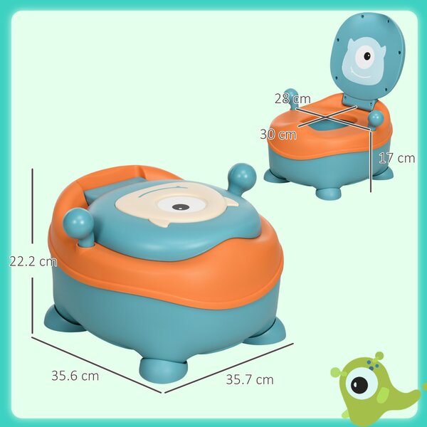 ZONEKIZ Olita pentru Copii de la 6 Luni in Forma de Extraterestru, Scaun Ergonomic, Spatar si Vas Detașabil, Albastru | Aosom Romania
