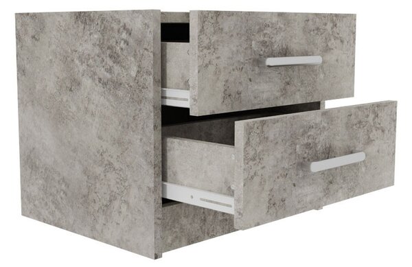 Noptiera Olympus cu 2 sertare culoare antracit antic 47.5x40.5x40.5
