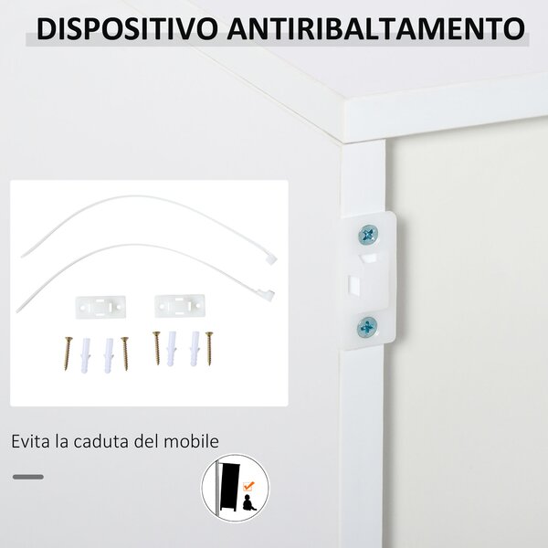 HOMCOM Comodă Multifuncțională cu 2 Sertare și 2 Dulapuri, 79x36x74 cm, Gri | Aosom Romania