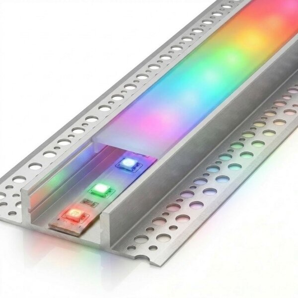 Set 1x bandă LED RGBW digitală, 16,5W/230V, 5 m + 5x profil încastrat 1 m + telecomandă