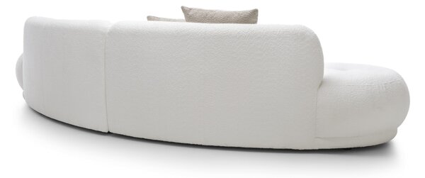 Canapea ~BELLORA~ in formă de semiluna, material boucle, culoare alb, 350 cm lungime
