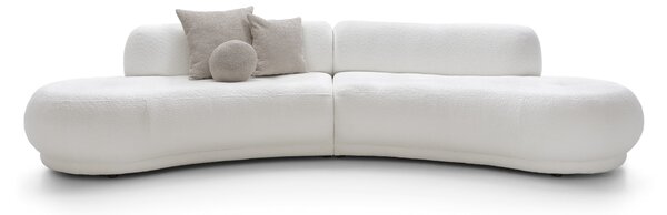 Canapea ~BELLORA~ in formă de semiluna, material boucle, culoare alb, 350 cm lungime
