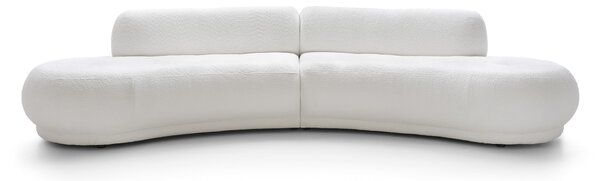 Canapea ~BELLORA~ in formă de semiluna, material boucle, culoare alb, 350 cm lungime