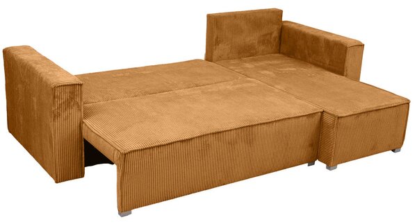 Canapea colt extensibila SMART COSARO mustar, cu colt bilateral + 2 perne CADOU