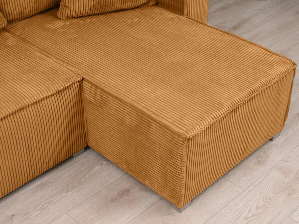 Canapea colt extensibila SMART COSARO mustar, cu colt bilateral + 2 perne CADOU