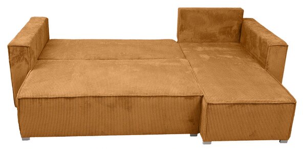 Canapea colt extensibila SMART COSARO mustar, cu colt bilateral + 2 perne CADOU