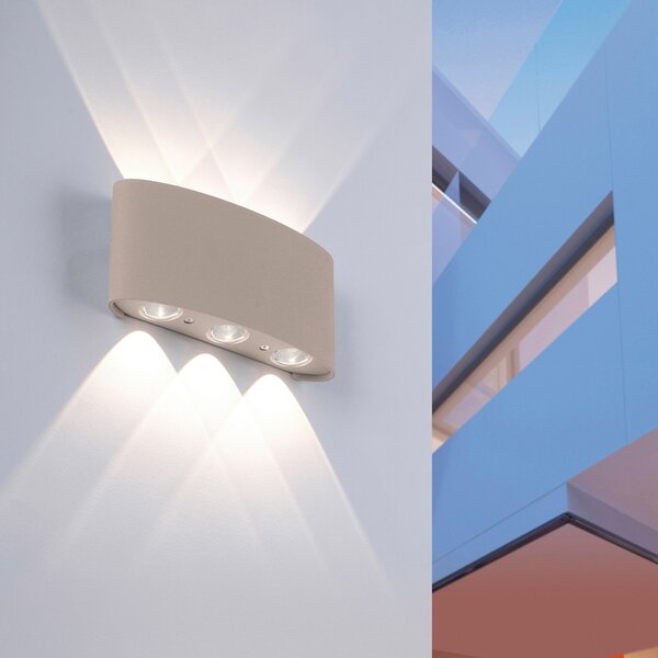 Paul Neuhaus Lampă LED pentru exterior Carlo, 17 cm, culoare nisip, Bej, Aluminiu, Modern