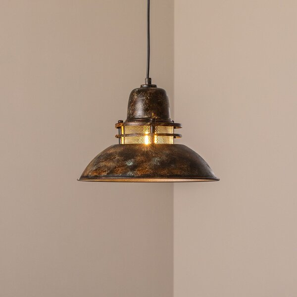 Opviq Lampa suspendată Tibet, maro antic, Ø 34 cm, metal, E27, reglabil, Maro / Rugină, Camera de zi / sufragerie, Metal, Vintage