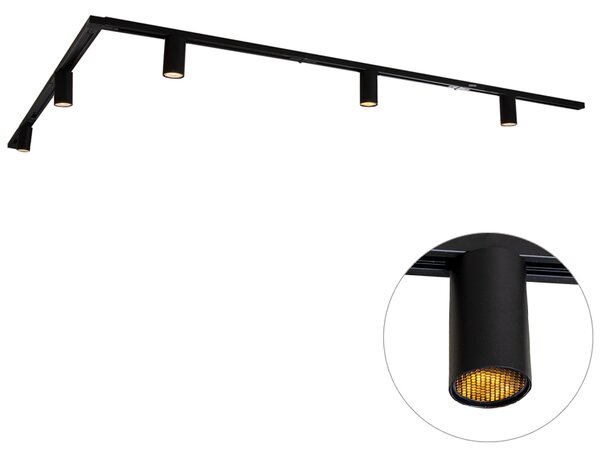 Sistem de iluminat cu șină modern cu 5 spoturi negre monofazate GU10 35mm - Iconic Ruby Honey