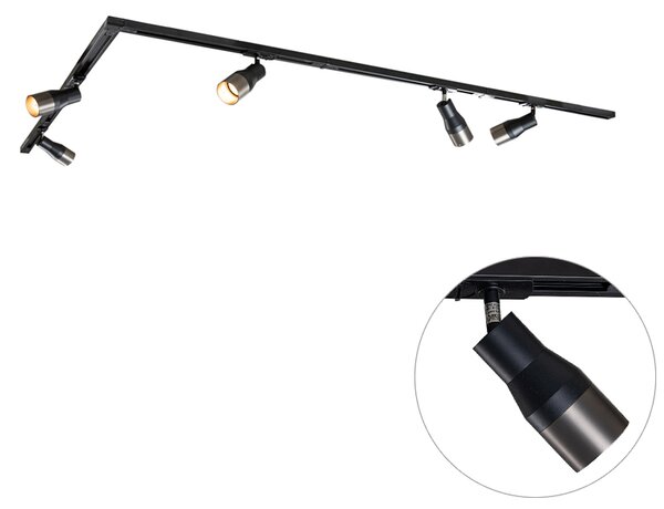 Sistem modern de iluminat pe șine cu 5 spoturi metalice, monofazat - Iconic Kohua