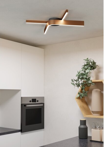 Eglo 901863 - Plafonieră LED RGBW FOLCINO-Z dimabilă, 2xLED/18W/230V, cupru/negru