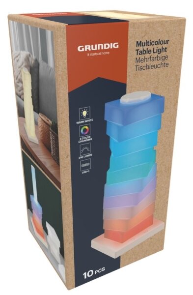 Grundig - Lampă de birou LED RGB tactilă, 4W/5V