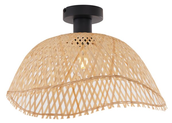 Plafonieră Art Deco neagră cu bambus natural 40cm - Alka