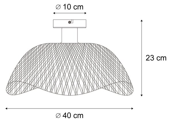 Plafonieră Art Deco din Bambus Negru 40cm - Alka