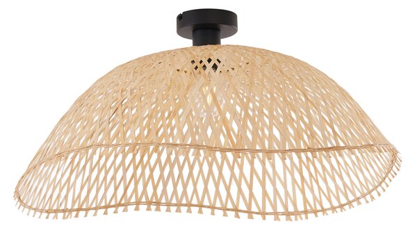 Plafonieră Art Deco neagră cu bambus natural 60cm - Alka