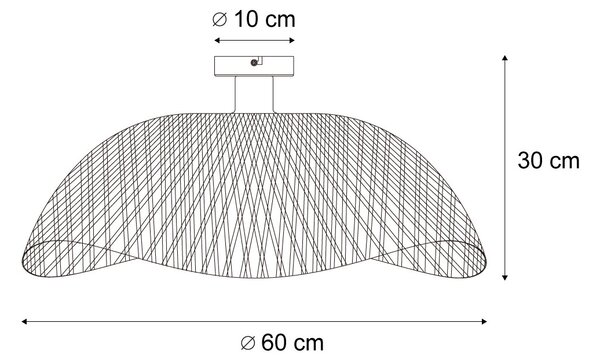 Plafonieră Art Deco neagră cu bambus natural 60cm - Alka
