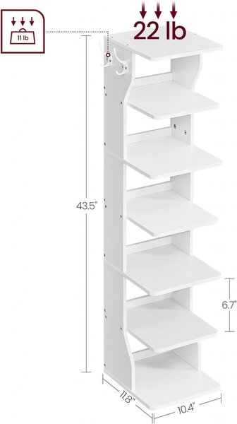 Pantofar, Vasagle, Alb, 26.4x30x110.4 cm