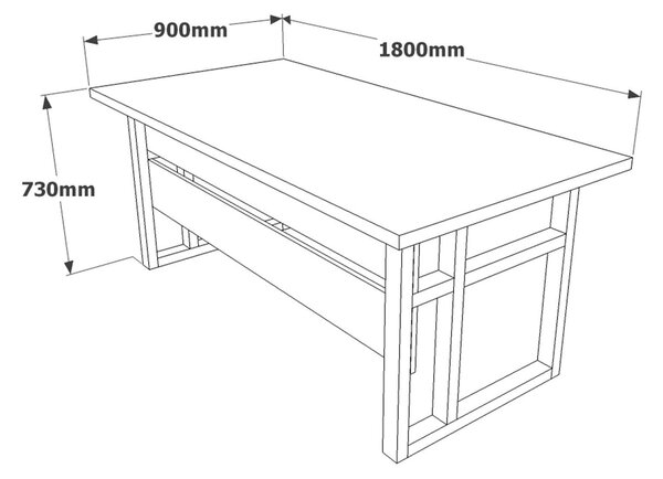 Birou Heart, Nuc, 180 x 73 x 90 cm